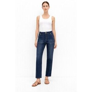 Michael Kors Jeans Womens 6 Blue Dark Wash Izzy Straight Straight Stretch Denim